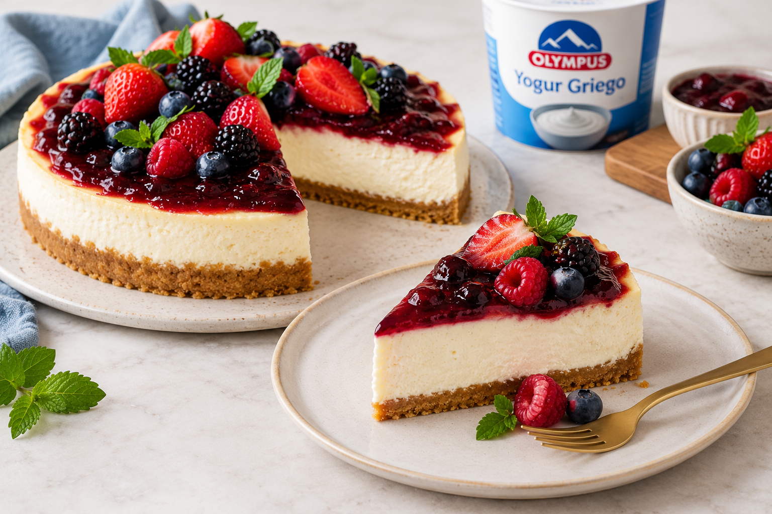 Quick and creamy cheesecake with Greek yoghurt